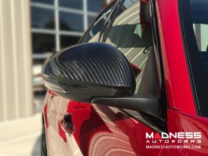 Alfa Romeo Giulia Mirror Covers - Carbon Fiber - Full Replacements - Matte Finish